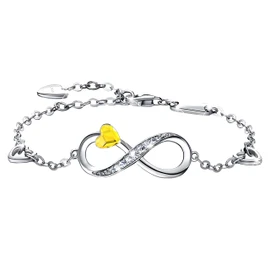 MŚ 1997 MENNICA ŚWIDNICKA 925 Sterling Silver Infinity Bracelet Women's Infinity Heart Bracelets Brands Crystals Adjustable Bracelet Women Girls Gift (Volcano), Silver, Cubic Zirconia