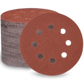 LESNIC 120 Grit Sanding Discs Pack of 100, 125 mm 8 Holes, 5 Inch Velcro Sandpaper Sanding Discs with Fibre Backing for Random Orbital Sanders