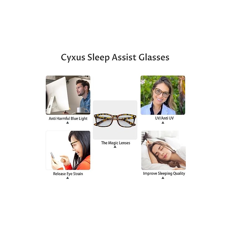 Cyxus Magic Glasses, Blue Light Reduction, Wellington Shaped, UV Protection,
