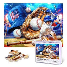 Baseball Puzzles for Adults 500 Pieces Colorful Sports Ball Jigsaw Puzzle Baseball Player Wooden Puzzle for Living Room Family Friends Challenging Activity Games
