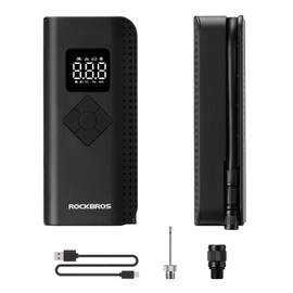ROCKBROS Air Pump Electric Bicycle Pump Mini Compressor 7-150PSI 2000mAh 5 Modes Portable Compatible Tyre Pump with Digital Display LED Light Presta & Schrader for Cars, Motorcycles, Road Bikes, MTBs