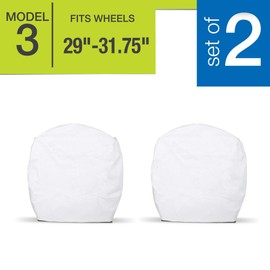 Smart Design RV Wheel Covers Set of 2 - Model 3 - Protects Against Rust & Outside Storage Damage - Trailer, Semi Trucks, Travel & Large Vehicle Tires - Fits 29-32 in Diameter Wheels - White with Felt