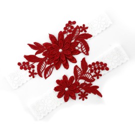 WRNZL Red Garters for Bride Wedding Garter for Bride Accessories Thigh Garter Bachelorette Party Bridal Shower Gift Wedding Day Essentials Toss and Keep Burgundy Lace Garters Set 2 Pieces