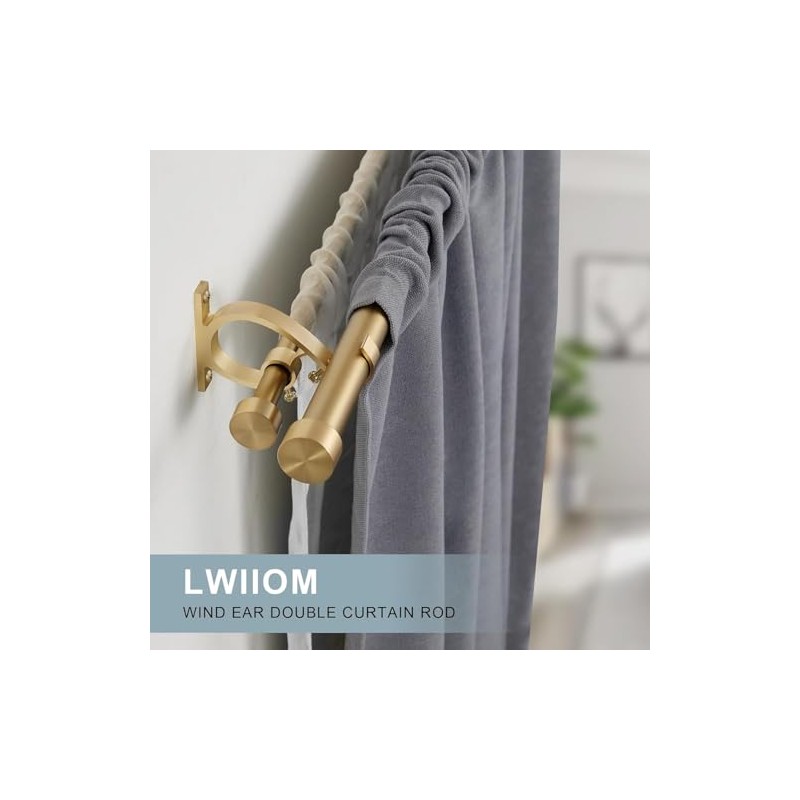 Lwiiom Double Blackout Curtain Rods 140 to 164 Inches (11.5-13.5