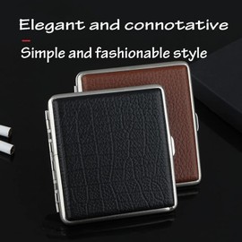 Creative Leather Case Retro Metal Box Vintage Case for Ideal present Desktop (Brown, One size)