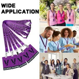 Colarr 25 Pack Volunteer Lanyard with PVC Plastic Card Pass Volunteer Badges ID Breakaway Lanyard for Events Fundraising Church, Events, School Volunteer (Purple)