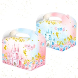12 PCS Castle Princess Candy Favor Bags Pink Blue Castle Favor Treat Goodies Bags for Princess Prince Party Decorations Baby Shower Wedding Supplies