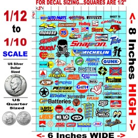 Clear Vinyl Sticker Variety Sheet 70-1/12 to 1/10th Scale R/C Model Decal Sticker Sheet Radio Control Lexan Body