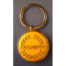 Great Christmas Gift - Triumph Key Chain, Engraved on Wood, Silver Chrome Holder