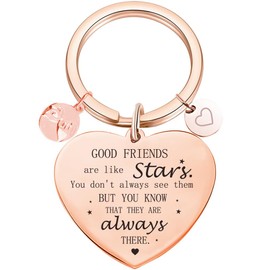 Tecreo Friendship Key Ring Gifts for Girls - Good Friends are Like Stars Friendship Keychain Gift Best Friend Gift for Girls Birthday Gifts for Best Friend Female BFF Gift Teenager Gift, Rosegold