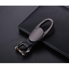 AIXUAN Zinc Alloy and Black Leather Keychain, 2 Keys Rings,Comes with Gift Box (Type 5)