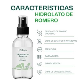 Hidrolato de Romero 120 ml | Tónico Facial Purificante y Astringente | Equilibra Sebo y Poros | Bruma Capilar Anticaspa | pH 5.0-6.0