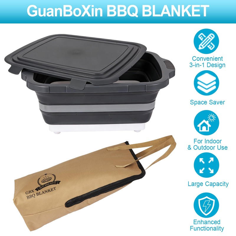 GuanBoXin Collapsible Large BBQ Prep Tub 16L & BBQ Resting