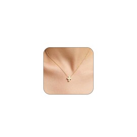 GlamRays Cross Necklaces for Women Delicate Gold/Silver Plated Necklace Simple Cross Pendant Necklace Gifts for Women, gold, L