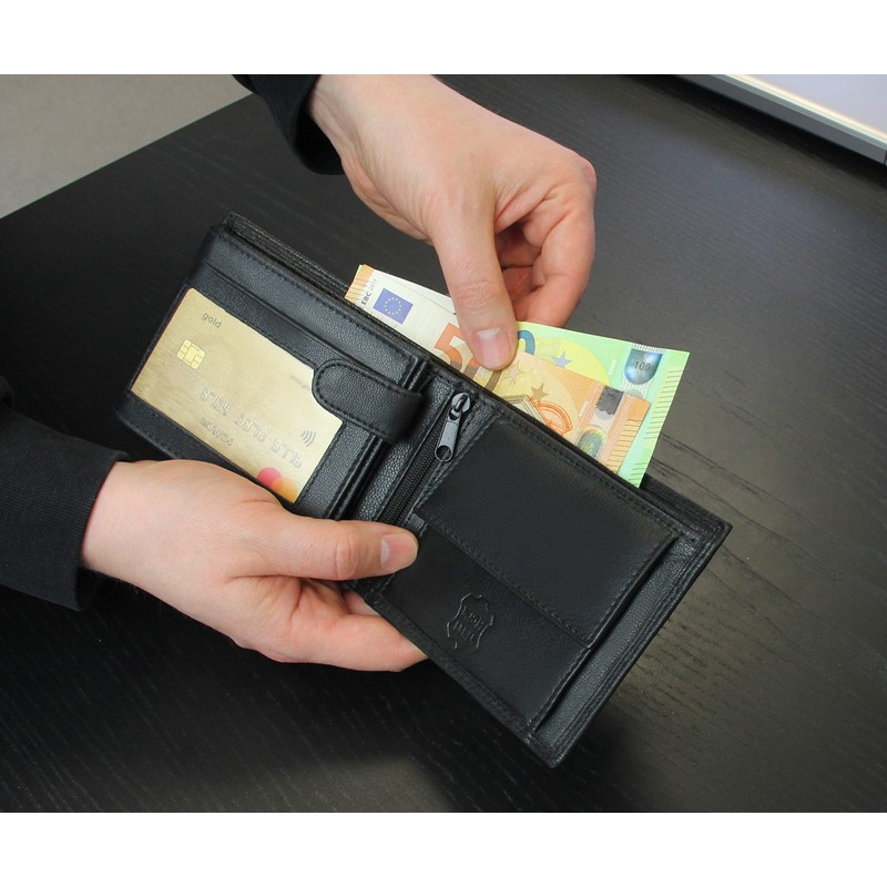 FOMAX® Men's Genuine Leather Wallet with RFID Protection, Landscape Format