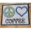 SIC Custom Sewing Peace Love Coffee - Iron On Patch    10403