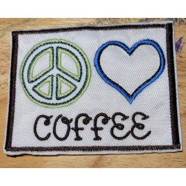 SIC Custom Sewing Peace Love Coffee - Iron On Patch    10403