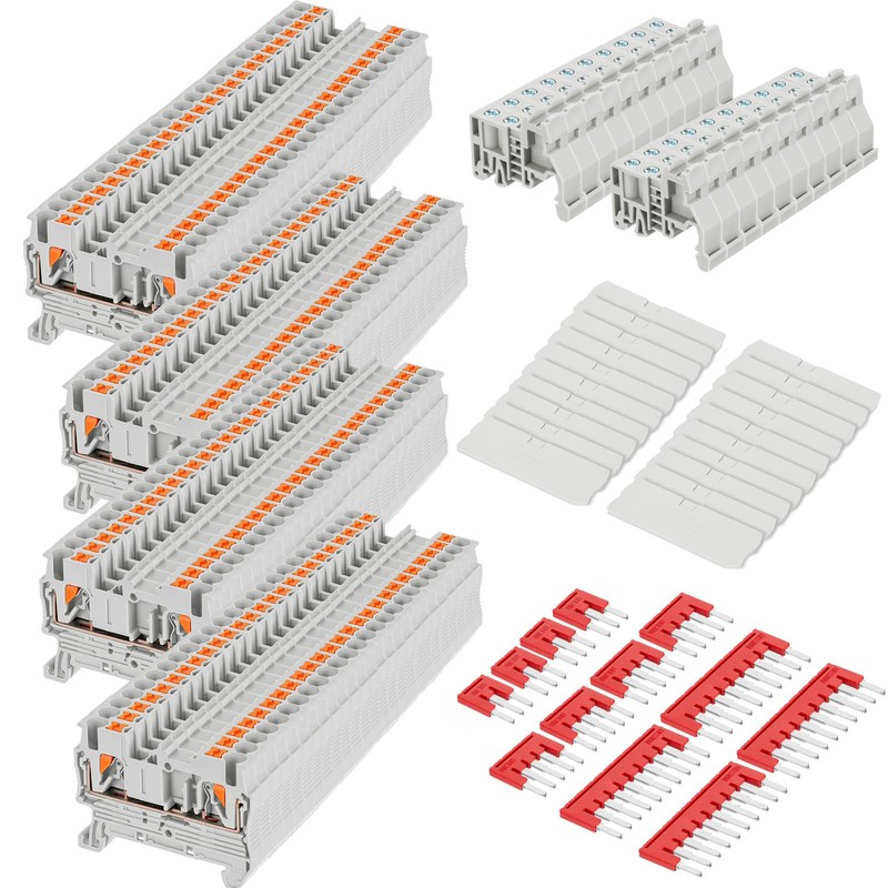 Saysurey DIN Rail Terminal Block Twin Spring Terminal Connectors Push