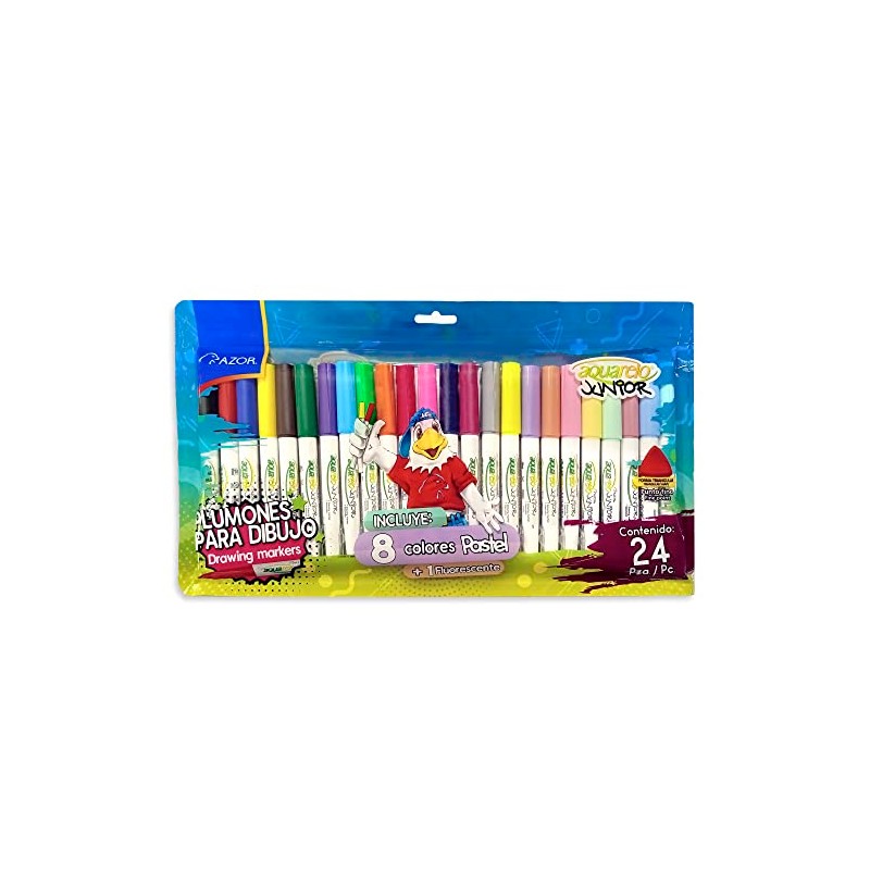 Azor Plumones Para Dibujo 24 Piezas No Toxico Lavable Aquarelo