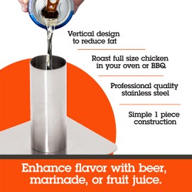 Camerons Beer Can Roaster - Stainless Steel BQQ Grill Chicken Roaster - Enhance Meal Flavor with Juicy Poultry on Barbecue Beer Stand - Indoor & Outdoor Use - Grilling Cookout Essential