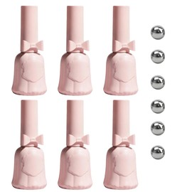 6PCS 0.4oz Pink Empty Glass Nail Polish Bottles with Mix Ball