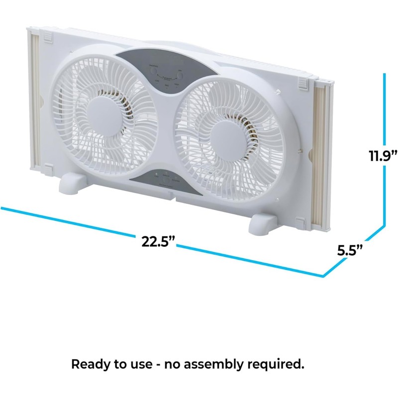 EZ-CHILL 9” Window Fan with Remote Control, 3 Speed Dual