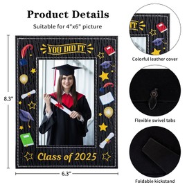 PETCEE Class of 2025 Graduation Photo Frame - Graduation Picture Frame Gifts for Him Her Junior High School University College Graduation Photo Frames Decorations for Graduates Girls Boys Daughter Son