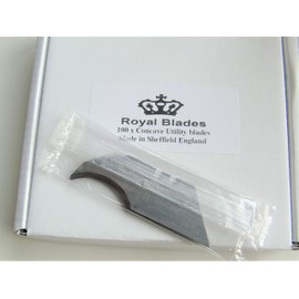 100 x Royal Blades Concave/Curved Profile Quality Sheffield Made Cutting Edge Carpet Trimming Tool Blades