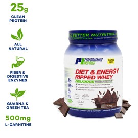 Performance Inspired Nutrition Diet & Energy Ripped Whey Protein – 25G Protein – 4G Leucine – L-Carnitine – Green Tea Extract – Dark Chocolate Dream – 2.3lb