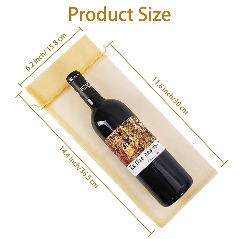 HRX Package 30pcs Organza Wine Bags, Sheer Mesh Bottle Gift