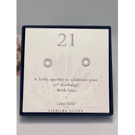 Lilian Belle 21st Birthday Jewellery Gifts for Girls Women Sterling Silver CZ Encrusted Earrings, Boxed and Gift Ready