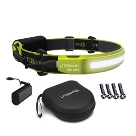 OPTIMAL VENTURES Liteband PRO Series Wide-Beam Adjustable Personal Headlamp, 210° Illumination, Battery-Powered, Fits Hard Hats and Helmets (High Visibility Yellow, 1000 Lumen Bundles)