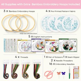 4-Piece Cat Embroidery Kit for Beginners, Needle Point Kit Adults Beginner