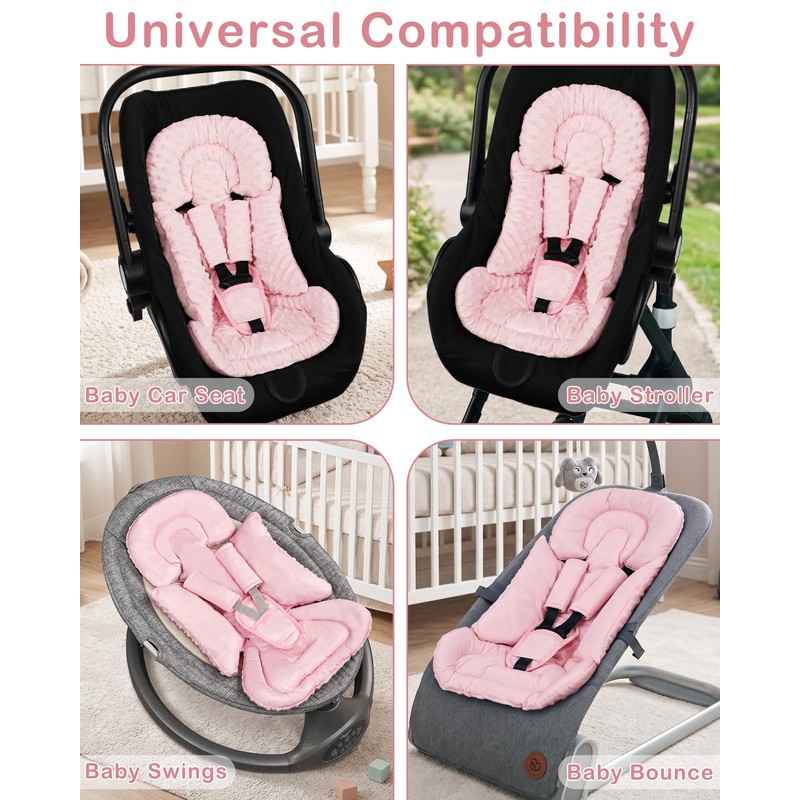 Infant Car Seat Insert with 3 Strap Covers, Reversible Car