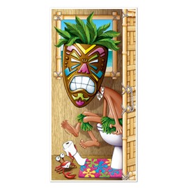 Tiki Man Restroom Door Cover Party Accessory (1 count) (1/Pkg)