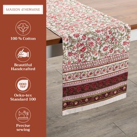 Maison d' Hermine Table Runner 100% Cotton Single Layer Table Runners 72 inches Long Decorative for Home Kitchen Dining Party Baby Shower Wedding Bridal Shower (Reveillon Au Jardin, 14.50" x 72")