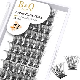 B&Qaugen Cluster lashes 72 Clusters B&Q Lash D Curl Individual Natural Eyelash DIY Extensions Soft Fluffy (UK-FD-B47-D-12), Black, Pack of 1