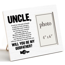 YLKJSTYS Godfather Proposal Gift Photo Frame, Will You Be My Godfather Wooden Photo Frame (4 x 6 Inch Photo)