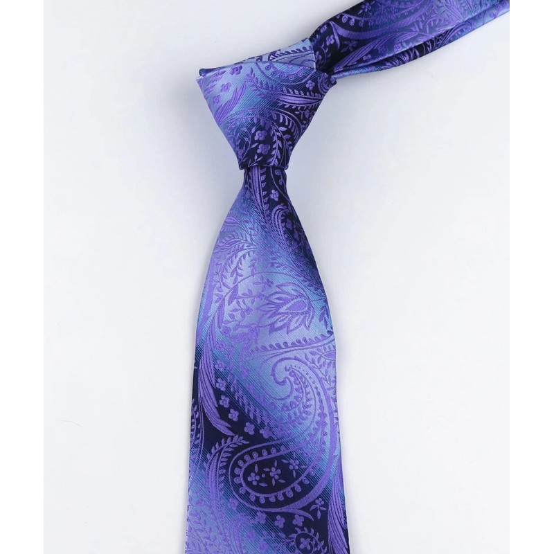 Floral Neckties for Men Purple Formal Summer Paisley Silk Tie