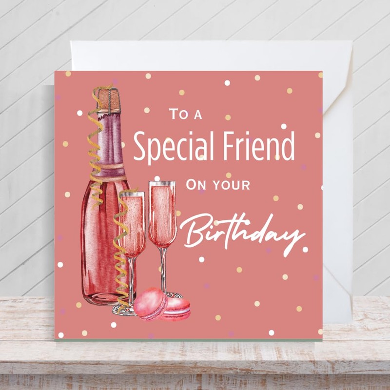 Second Ave Special Friend Pink Party Celebration Square Card Female