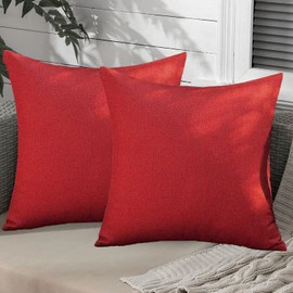 Set of 2 Luxton Patio Cushion Covers Red Outdoor Cushion Cover UV Water Resistant for Backyard Alfresco Couch Sofa Decoration 45x45cm (Red)
