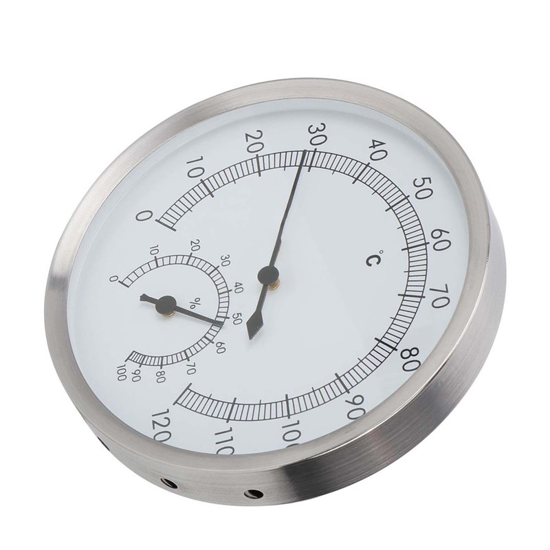 2 In-1 Stainless Steel Steam Room Sauna Room Thermometer Hygrometer