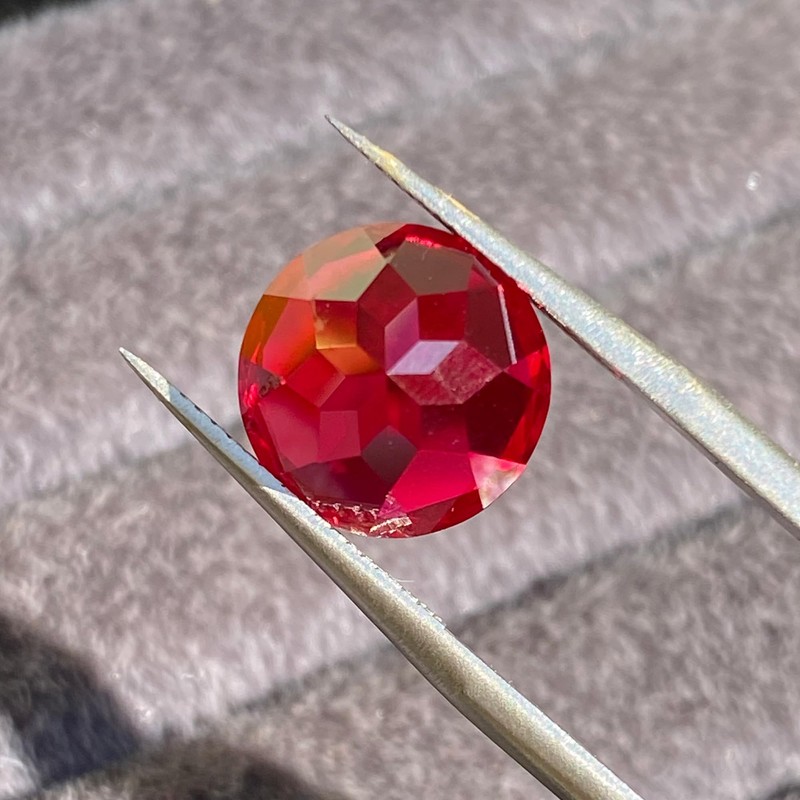 Round Created Ruby Loose Gemstone, Lab-Grown Corundum, Perfect for Jewelry
