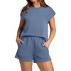 WIHOLL 2 Piece Sets for Women Summer Tops Short Sleeve