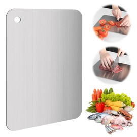 TNOMSNO 304 Stainless Steel Chopping Board, Multifunctional BPA Free Chopping Board for Pasta, Kitchen, Baking, 30 x 19 cm