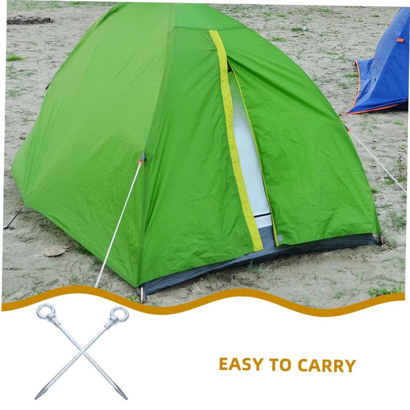 WHAMVOX 4 Pcs Galvanized Carbon Steel Ground Pegs for Camping