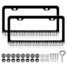 Forest Tree License Plate Frames - 2 Pack Landscape Stainless Steel License Plate Holder Covers,Rust-Proof Waterproof Car Decorative Tag Frames for Standard US 12x6 Inch