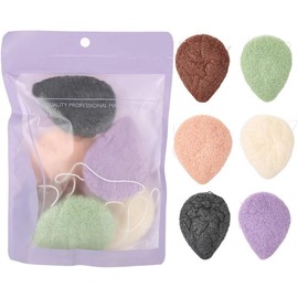 Esponja facial de konjac 100% en forma de gota de agua, de 6 colores; limpiador exfoliante para rostro y cuerpo, ideal para piel sensible; juego de esponjas de (forma de gota de agua)