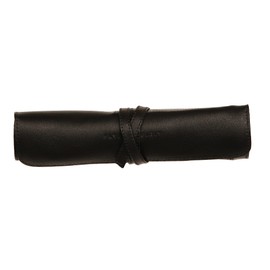 Clairefontaine - Ref 930026C - Flying Spirit Leather Pencil Case Roll - 26.7 x 20.5cm in Size, Made from Genuine Leather, 5 Slots for Storing Pencils & Brushes - Black