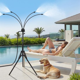 joyhalo Standing Misters for Outside Patio, Adjustable Height 5.3 FT Misting System for Cooling Outdoor, Portable Water Mister for Patio Cooling, Backyard, Porch, Garden Sprinkler
